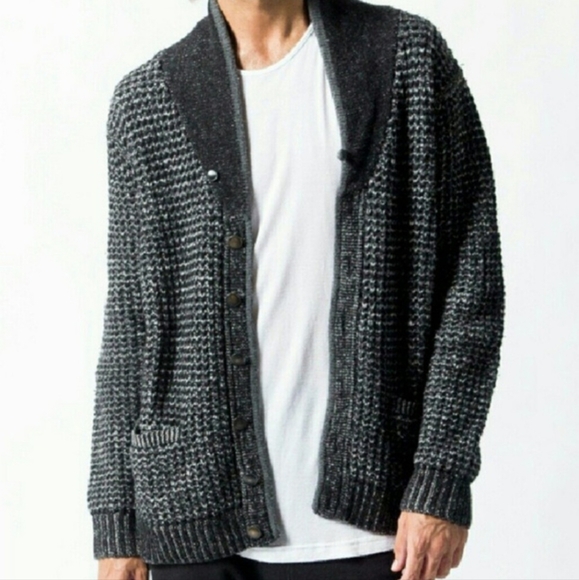 Rag & Bone x Neiman Marcus Chunky Knit Oversized Cardigan Sweater Black Gray S - Picture 1 of 9